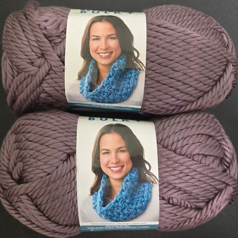 2 NEW BERNAT MEGA BULKY YARN PURPLE LARGER 10.5 OZ SKEINS